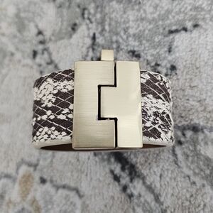 Leighelena wide jigsaw snakeskin cuff bracelet